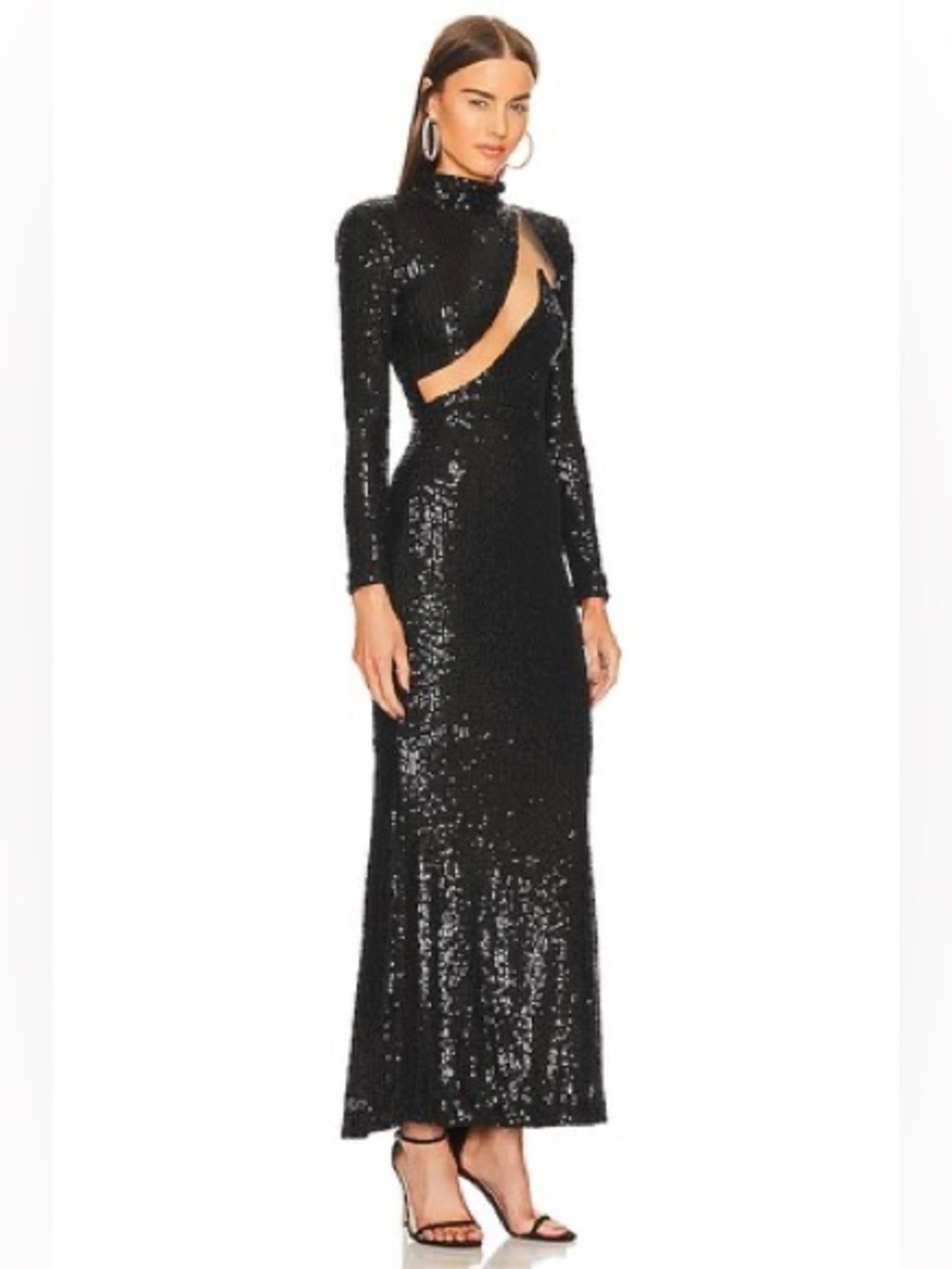Michael  Costello x REVOLVE Houston Gown in Black sequin